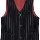 Zoushen Boy's Navy Stripe Suit Vest V Neck with Pocket Casual Boys Waistcoat Wedding Dress Outfit Size 12