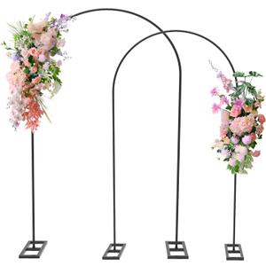 Queension 7.2FT & 6.6FT Arch Backdrop Stand, Metal Wedding Arch Stand for Ceremony, Backdrop Stand Arch Frame with Base for Birthday Party Baby Shower Balloon Arch Decorations, Black