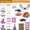 Landhoow 33 Pcs Funny Photo Booth Party Assorted Photo Booth Kit Props Costume Accessories Set, Captain Hat Funny Glasses for Wedding Props Birthday Parties Family Photos Booths Carnival Party