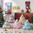 Lanpn Christmas Tree Pillows Set of 2, Christmas Decoration Star Clouds Winter Soft Cute 3D Shaped Xmas Tree Throw Cushion for Sofa Bedroom Xmas Decor (18x16 inch, Blue)