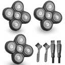 3Pcs 5 Head Shaver Replacement Blades for Freebird Head Shaver, Universal 5 Blades Shaver Replacement Heads for Electric Razor Shaver Head, Bald Men Freedom Grooming Head and Face, Black (1 Count (Pack of 3))