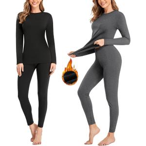SIMIYA 2 Pack Thermal Underwear for Women Long Johns Winter Warm Fleece Lined Base Layer Set Cold Weather Top and Bottom (X-Small)