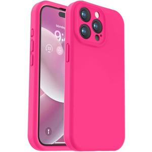 Vooii Compatible with iPhone 15 Pro Case, Upgrade Defender Liquid Silicone, [Enhanced Camera Protection] [Soft Anti-Scratch Microfiber Lining] Shockproof Phone Case iPhone 15 Pro 6.1 inch - Hot Pink