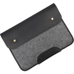 Premium Felt & Leather Laptop Sleeve - Durable 13-16 Inch Case for MacBook, Tablet & Laptop - Stylish & Protective - Big & Black