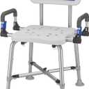 Shower Chair for Seniros Elderly Handicap Disabled or Bariatric Adults with Arms and Back, Bench Seat for Inside Shower stall and Bathroom Bath Tub Seats Adjustable Stool Heavy Duty 500 lbs sit Chairs (Large White -Shower Chair with X-shaped)