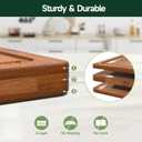 3-Piece Set Bamboo Cutting Board for Kitchen - Crack-Resistant Wood Chopping Boards with Deep Juice Grooves, Pre-Oiled Butcher Block for Meat, Vegetables & Cheese, Carbonized