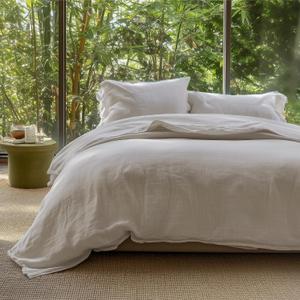Bedsure Cooling Muslin Cotton Duvet Cover Queen Size - Cotton Blend Rayon Derived from Bamboo Duvet Covet Set for Hot Sleepers - Ultra-Soft & Breathable & Lightweight Bedding Set (Linen, 90"x90")