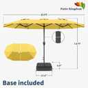 15FT Double Sided Patio Umbrella with Base Included Large Outdoor Market Umbrella with Crank Handle, UV Resistant Canopy, Sturdy Frame for Garden, Poolside, Deck, Sunshine Yellow
