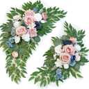 Artificial Wedding Arch Flowers Kit(Pack of 2) for Wedding Arch, Bridal Shower, Ceremony and Reception Backdrop Decoration (Misty Rose and Navy Blue)