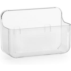 Adhesive Wall Mounted Small Storage Organizer Box without Drilling for Bathroom, Pantry, Kitchen, Laundry, Utility Room, Inside of Cabinet Door - Clear