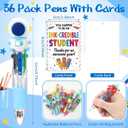 Tenceur 36 Set End of Year Gifts 4 in 1 Color Ballpoint Pens Bulk with 36 Thank You Cards, Cute Cartoon Multi Ink Pens Assorted for Rewards, Teacher Appreciation Gifts, Party Favors Supplies