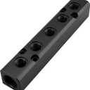 Air Manifold, 5 Way 7 Port Air Compressor Manifold, Air Hose Inline Manifold Block Splitter, Pneumatic Manifold Air Distribution Block, NPT 1/2 Inch Supply Port, NPT 1/4 Inch Output Portblack