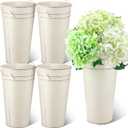Irenare 12 Inch Vintage Galvanized Flower Bucket Metal Flower Vase Farmhouse French Bucket Planter Metal Floral Container for Party Table Centerpiece Weddings Home(White,4 Pcs)