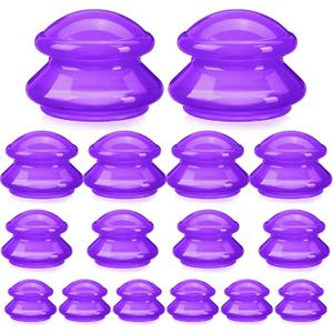 Geiserailie 6 Pcs 4 Sizes Cupping Therapy Set Silicone Cupping Massage Cups Professional Chinese Therapy Cup Vacuum for Body Muscle Nerve(Purple)
