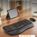 Ergonomic Wireless Keyboard and Mouse Combo, 2.4G Full Size Wave Key Board with Cushioned Palm Rest, Natural Typing, 3 DPI Adjustable Mouse, USB-A & C for Computer/Laptop/Mac/Tablet - Sablute MA31