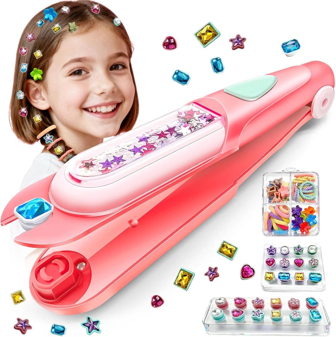CLRDZN Hair Gem Stamper Kit,Hair Ties and Hair Clips Bling Hair Jewels for Girls Toys, Hair Styling Tool with Reusable Shining Diamonds, Birthday Gifts Toys for Girls Ages 3 4 5 6 8-12
