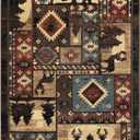 Home Dynamix Buffalo Bear Rustic Area Rug, Brown/Red, 5'2"x7'2", Rectangular