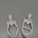 BrownLove 3pcs Decor White Thinker Statue Abstract Art Sculpture, Resin Collectible Figurines for Home Living Room Office Shelf Decoration (One Size)