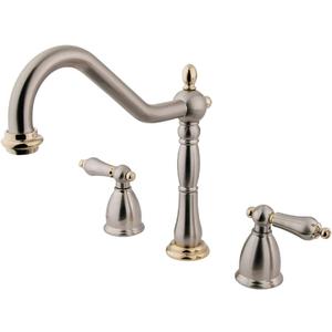 Kingston Brass KB1799ALLS Heritage 8-Inch Centerset Kitchen Faucet, Brushed Nickel and Polished Brass