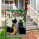DLZDN St Patricks Day Black Cat Garden Flag Shamrocks Clovers Garden Flag 1218 Inch Double Sided Buffalo Plaid Farmhouse Welcome Yard Flag Holiday Outdoor Decor