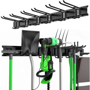 Garage Organization, Garage Tool Organizer Wall Mount 48 Inches, Adjustable Metal Tools Hooks, Yard Shed Rack, Tool Holder for Hanging Rake Broom Mop Snowboard, New Home Gift