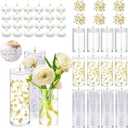 UDU 12 Set Glass Cylinder Vases for Centerpieces with 80000 Clear Water Vase Filler Gel Beads 24 White Floating Candles 6 Pearl String for Wedding Party Home Table Decoration (S+M+L, 12 Set Gold Pearl String)