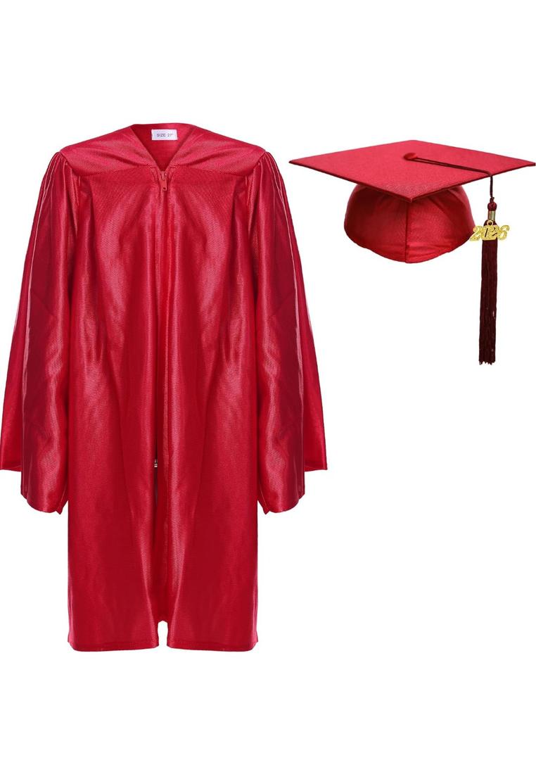 Newrara Unisex Shiny Kindergarten Graduation Gown Cap with Tassel 30