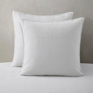 ATLINIA Linen Pillow Cases Euro Sham - 26 x 26 Inch Bed Pillow Protector Cover Set of 2 Bedding Cooling Neutral Pillowcase Shams White