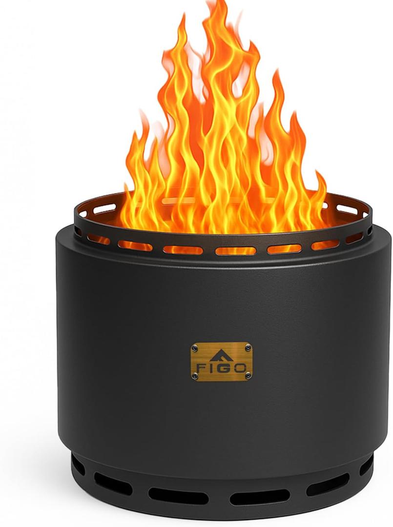 18" Smokeless Fire Pit with Removable Ash Pan, Fire Poker & Carry Bag - Portable Outdoor Fire Pit - Cast Iron - Wood Burning Lightweight Fireplace, Ideal for 4-6 People, 25 lbs (Black)