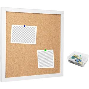 Corkboards for Wall, Cork Board Bulletin Board for Walls with Frame Cork Board Tiles,12"X 12" Thick Square Wall Tiles Small Framed Cork Tiles for Office,School, Home Holiday Decor (White, 12 * 12in)
