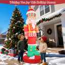 10FT Christmas Nutcracker with Little Gingerbread Man Inflatable Outdoor Decoration Blow up Yard with LED Lights Xmas Funny Giant Large Holiday Party Outside Decor