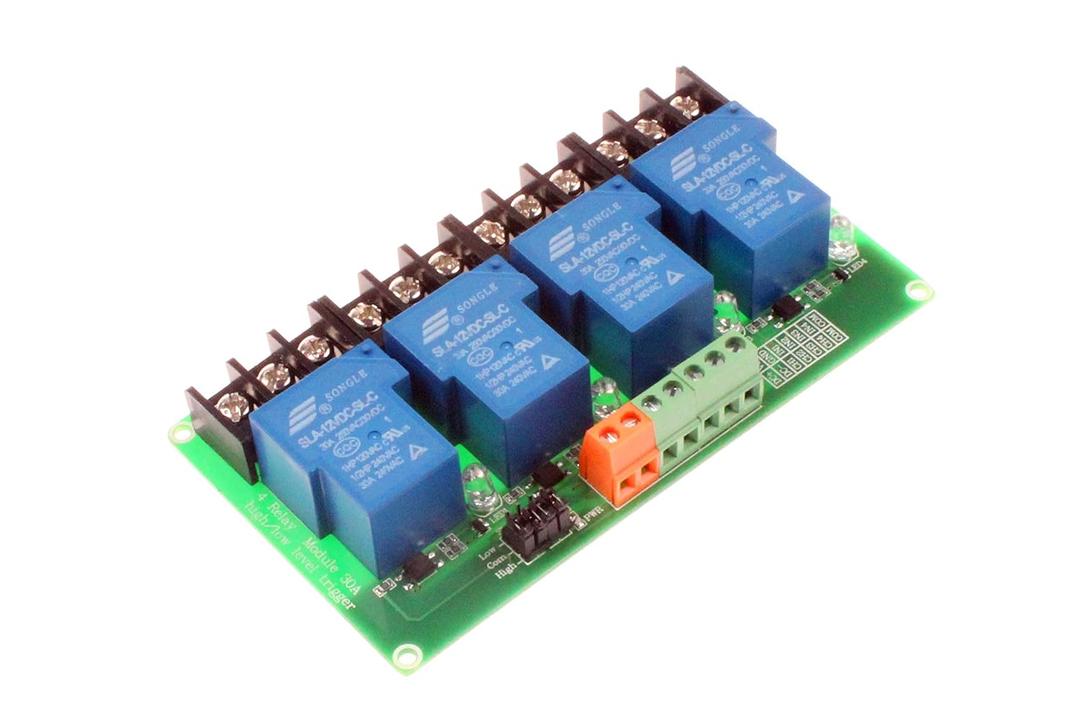 NOYITO 30A 4 Channel Relay Module High Low Level Trigger with Optocoupler Isolation Load DC 30V AC 250V 30A for PLC Automation Equipment Control, Industrial Control (4-Channel 12V)