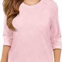 ZDC Girls Casual 3/4 Sleeve T Shirts Kids Cute Crewneck Tops Basic Tees Blouse for 5-14 Years (Pink)