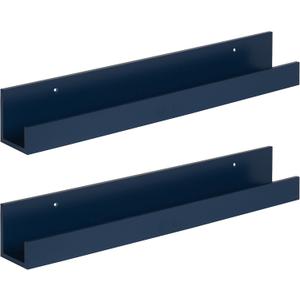 Kate and Laurel Levie 24-inch 2-Pack Wood Floating Wall Shelf Picture Frame Holder Ledge, Navy Blue