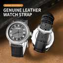 ULLCHRO Genuine Leather Watch Strap Quick Release Watch Band Vintage Alligator Grain Leather Strap Premium Top Grain Band with Stainless Steel Buckle, Soft Brown Calfskin for Men Wrist (12mm, Black)