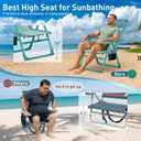 Suteck Tall Beach Chair 2 Pack, Backpack Beach Chair for Adults with 6-Position, Cooler Bag, Cup Holders, Folding Beach Camping Chairs for Camping, Outdoor, Sand, Travel Use