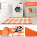 Fall Cotton Orange and White Plaid Rug - 4 x 6 Ft, Hand-Woven Indoor/Outdoor Layered Cotton Blend Buffalo Plaid Rug, Washable Front Door Mat, Perfect for Porch, Living Room, Entryway