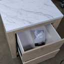 Signature Design by Ashley Senniberg Modern 2 Drawer Nightstand with Faux Marble Top, 24.72" Tall, Light Brown & White