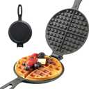  Round Cast Iron Waffle Iron Easy Clean Two Piece Hinged Non Electric Waffle Maker For Commercial Breakfast Kitchens