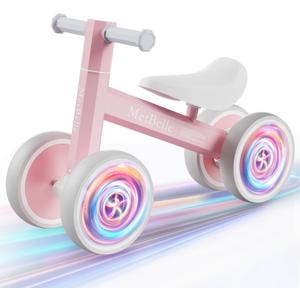 Baby Balance Bike for 1 Year Old Boys Girls, Colorful Lighting 10-24 Months Push Toddler Toys Bicycle, 4 Wheels Baby First Bike for Kid's 1-2, Pre-School Children Ride on Walker First Birthday Gifts
