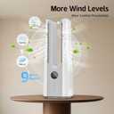 KONSIDEN Bladeless Desk Fan for Office, 13-Inch Small Quiet Desktop Fan with 5 Speeds, 60° Oscillation, 1–9H Timer and LED Display, Plug-In Bedside Fan with Adapter for Bedroom and Nightstand