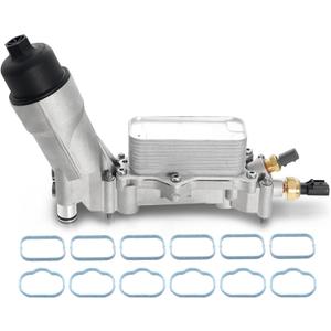 926-959 Upgraded Aluminum Engine Oil Filter Housing Kit with Oil Cooler Sensors and Gaskets Compatible with 2011-2016 Chrysler 200 300, Dodge Charger Challenger Journey, Wrangler, Ram ProMaster 3.6L (Plastic Cap)