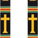 Geyoga Graduation Stole Kente Stole Black Authentic African Art 72" x 4.8" for Adult College Unisex Grads Celebrate