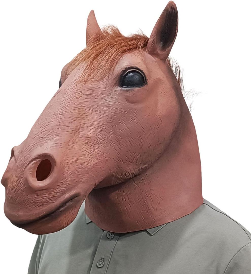 2025 Novelty Horse Head Latex Mask Horseman Costume for Halloween Masquerade Party Props