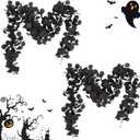 ZeKonan 2 Pack Artificial Eucalyptus Garland, 5.91FT Faux Black Eucalyptus Leaves Vines for Wedding Arch, Table Centerpiece, Wall Decor, Indoor Outdoor Party Fireplace Backdrop Halloween Decoration