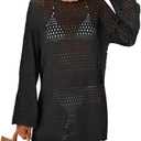 ANRABESS Women Swimsuit Crochet Swim Cover Up 2025 Summer Bathing Suit Swimwear Mesh Knit Beach Dress Vacation Outfits M