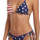 American Flag Bikini for Women - 4th of July Swimsuits Red White and Blue Patriotic Bathing Suit USA (Blue, M)