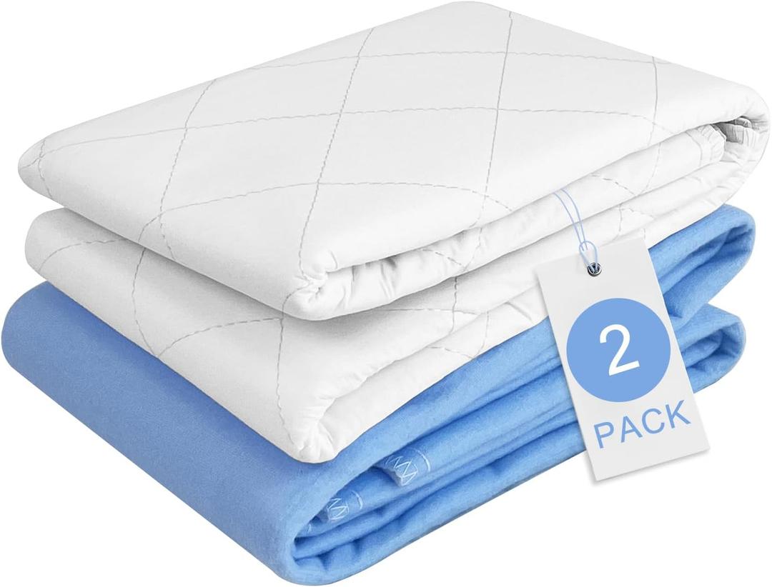 Reusable Bed Pads 34" X 36" 2 Pack, Washable Waterproof Pads for Incontinence, Absorbent Leak-Proof Underpads for Pee Bed Wetting, Potty Training,for Kids Pets Adult