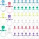 Jetec 48 Pieces 2.5 Inch Acrylic Baby Pacifiers Gender Reveal Party Decorations for DIY Baby Shower Birthday Party Favors(Pink, Blue, Clear, Yellow, Green, Purple)