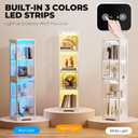 BROTTAR Glass Display Cabinet, 4-Tier Curio Cabinets with 3 Color Lights for Collectibles, Storage Cabinet with Door, Glass Display Case & Bookcase with Human Body Sensor, White, 15.7 Inches X 63 Inches X 13.7 Inches